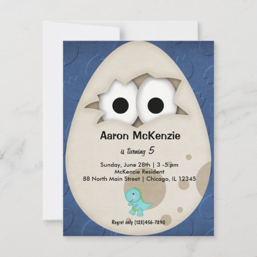 Dinosaurier Egg Einladung (Vorderseite)