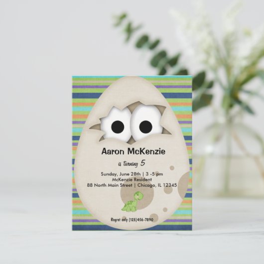 Dinosaurier Egg Einladung (Stehend Vorderseite)