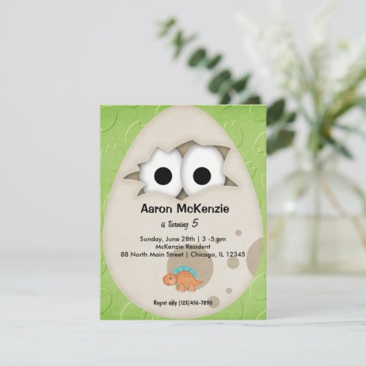 Dinosaurier Egg Einladung (Stehend Vorderseite)