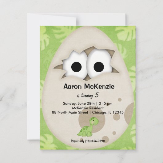 Dinosaurier Egg Einladung (Vorderseite)