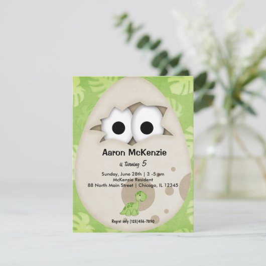 Dinosaurier Egg Einladung (Stehend Vorderseite)