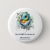 Dinosaurier Egg Niedlich Watercolor Blätter Kinder Button (Vorderseite)
