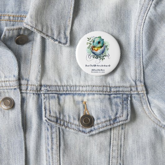 Dinosaurier Egg Niedlich Watercolor Blätter Kinder Button (Beispiel)