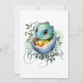 Dinosaurier Egg Niedlich Watercolor Blätter Kinder Dankeskarte (Rückseite)