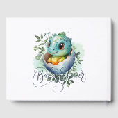 Dinosaurier Egg Niedlich Watercolor Blätter Kinder Gästebuch (Rückseite)