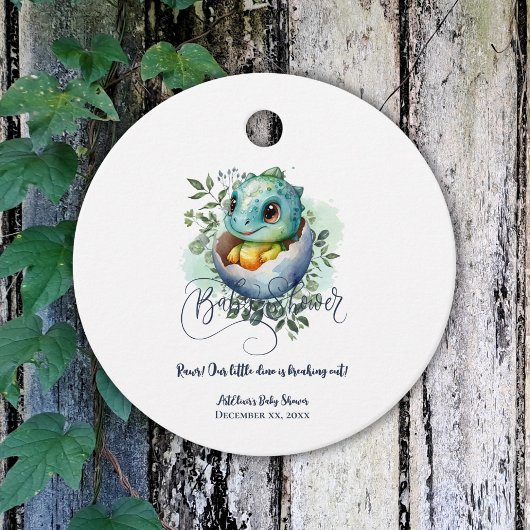 Dinosaurier Egg Niedlich Watercolor Blätter Kinder Geschenkanhänger