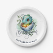 Dinosaurier Egg Niedlich Watercolor Blätter Kinder Pappteller (Vorderseite)