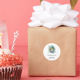 Dinosaurier Egg Niedlich Watercolor Blätter Kinder Runder Aufkleber