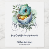 Dinosaurier Egg Niedlich Watercolor Blätter Kinder Weinetikett (Einzelnes Label)