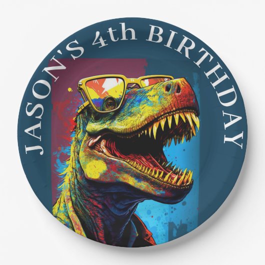 Dinosaurier: Eine rauschende gute Zeit steht bevor Pappteller (Vorderseite)