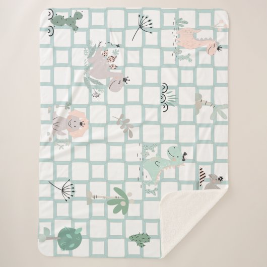 Dinosaurier Einfaches skandinavisches Kinderdesign Sherpadecke (Vorderseite)