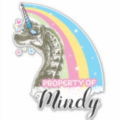 Dinosaurier Einhorn Regenbogenträume glauben Aufkl Aufkleber (Vorderseite)