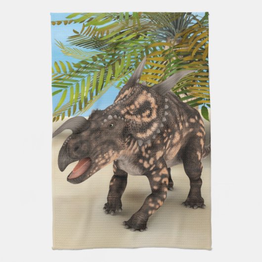 Dinosaurier Einiosaurus Geschirrtuch (Vertikal)