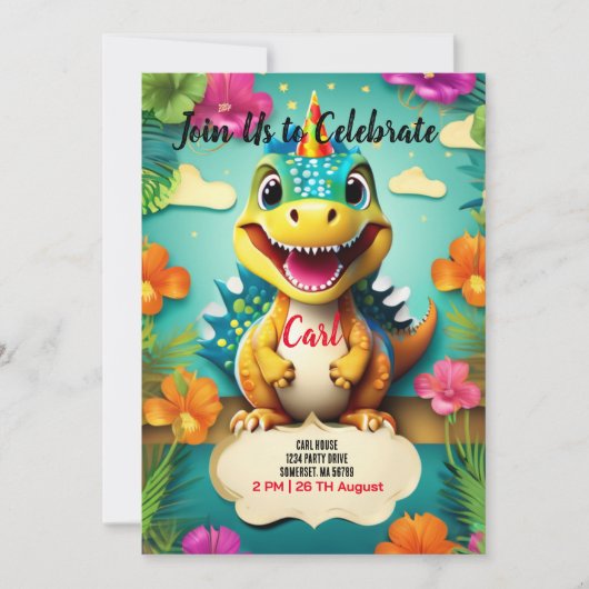 Dinosaurier Einladung (Vorderseite)