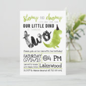 Dinosaurier Einladung Stomp und Chomp 2. Geburtsta (Stehend Vorderseite)
