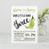 Dinosaurier Einladung Stomp und Chomp Dritter Gebu (Stehend Vorderseite)