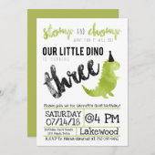 Dinosaurier Einladung Stomp und Chomp Dritter Gebu (Vorne/Hinten)