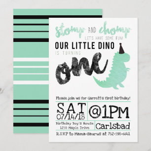 Dinosaurier Einladung Stomp und Chomp Erster Gebur