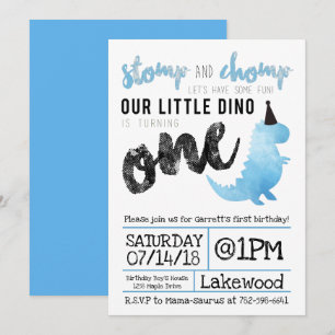 Dinosaurier Einladung Stomp und Chomp Erster Gebur