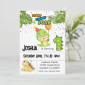 Dinosaurier Einladung zum ersten Geburtstag (Stehend Vorderseite)