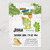 Dinosaurier Einladung zum ersten Geburtstag (Vorne/Hinten)