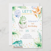 Dinosaurier Einladung zum ersten Geburtstag (Vorderseite)