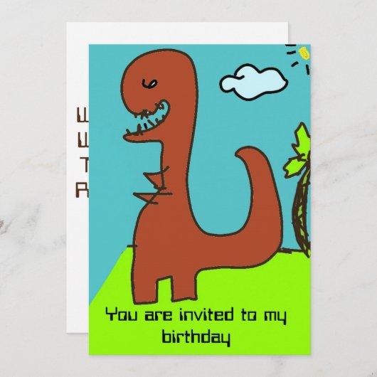 Dinosaurier Einladung zum Geburtstag (Vorne/Hinten)