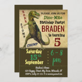 Dinosaurier Einladung zum Geburtstag (Vorne/Hinten)