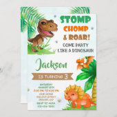 Dinosaurier Einladung zum Geburtstag Dino Einladun (Vorne/Hinten)