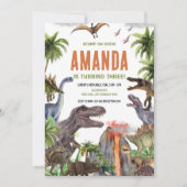 Dinosaurier Einladung zum Geburtstag, Dinosaur Geb (Vorderseite)