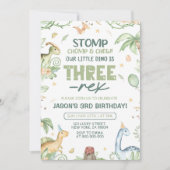 Dinosaurier Einladung zum Geburtstag, EDITABLE Thr (Vorderseite)