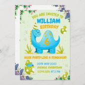 Dinosaurier Einladung zum Geburtstag Ihres Kindes (Vorne/Hinten)