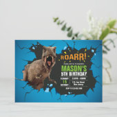 Dinosaurier Einladung zum Geburtstag. Roar Party. (Stehend Vorderseite)