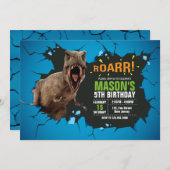 Dinosaurier Einladung zum Geburtstag. Roar Party. (Vorne/Hinten)