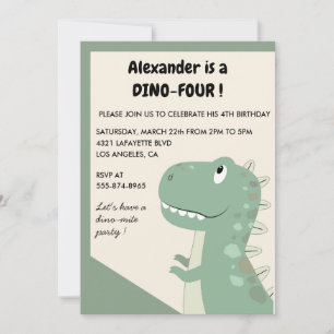 Dinosaurier Einladungen zum 4. Geburtstag T-Rex gr