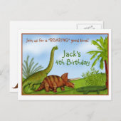 Dinosaurier Einladungspostkarte (Vorne/Hinten)