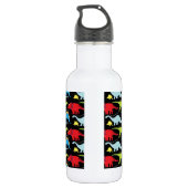 Dinosaurier entwirft blaues Rot-Grün auf Schwarzem Edelstahlflasche (Rückseite)