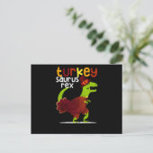 Dinosaurier Erntedank Türkei Saurus Rex Pilgrim Postkarte (Stehend Vorderseite)