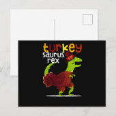 Dinosaurier Erntedank Türkei Saurus Rex Pilgrim Postkarte (Vorne/Hinten)