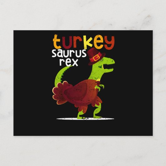 Dinosaurier Erntedank Türkei Saurus Rex Pilgrim Postkarte (Vorderseite)