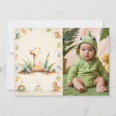 Dinosaurier Erster Geburtstag Danke, Card mit Foto Einladung (Vorderseite)