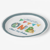 Dinosaurier Erster Geburtstag Pappteller (Schrägansicht)