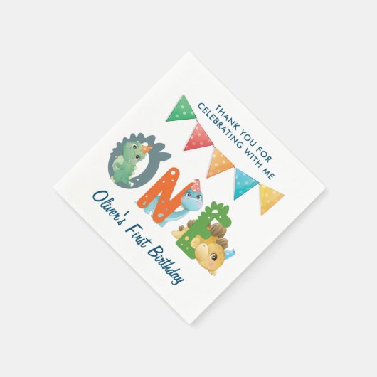 Dinosaurier Erster Geburtstag Serviette (Ecke)
