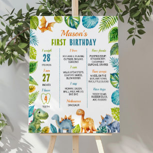 Dinosaurier erstes Geburtstags-Milestone-Poster Poster