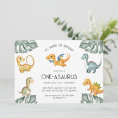 Dinosaurier Erstgeburt Oneasaurus-Party Einladung (Stehend Vorderseite)