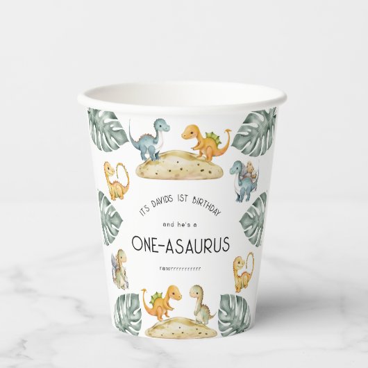 Dinosaurier Erstgeburt Oneasaurus-Party Pappbecher (Vorderseite)