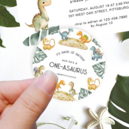 Dinosaurier Erstgeburt Oneasaurus-Party Runder Aufkleber