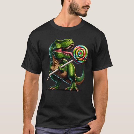 Dinosaurier essen Lollipop Candy Lover für Kinder T-Shirt (Vorderseite)