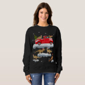 Dinosaurier fahren Weihnachtsbaum Red Truck Dinosa Sweatshirt (Vorne ganz)
