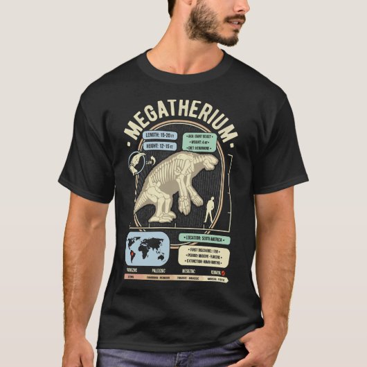Dinosaurier Fakten - Megatherium Giant Sloth Scien T-Shirt (Vorderseite)